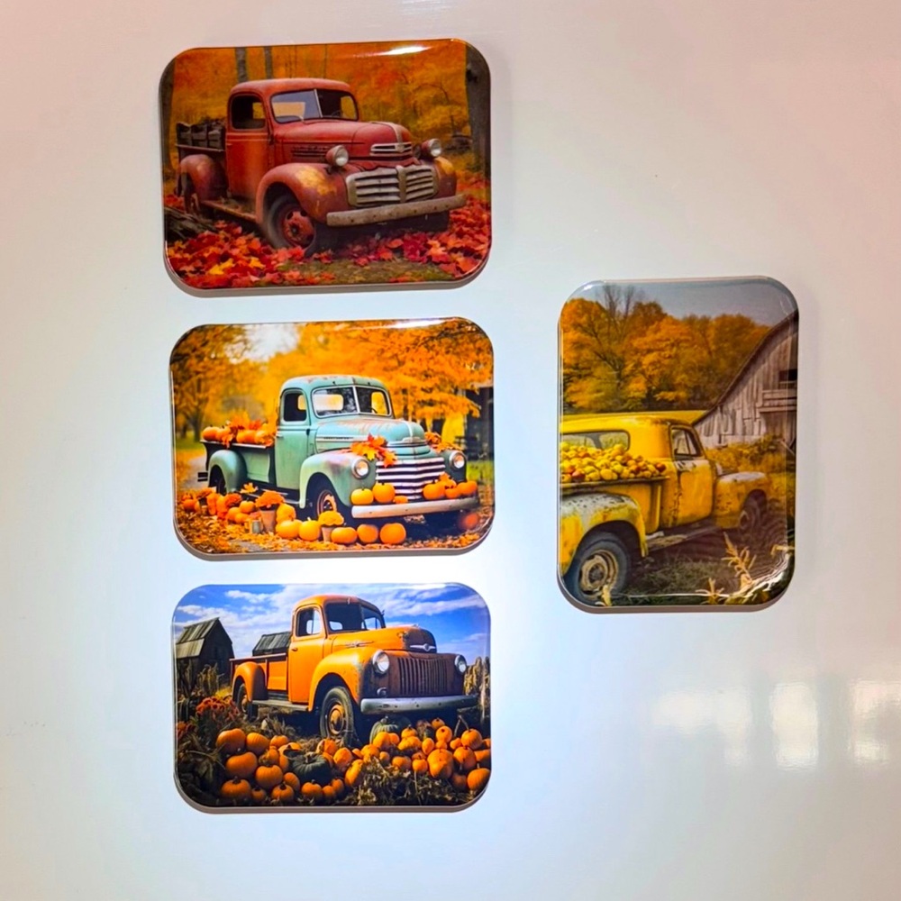 Old Trucks Autumn Fall Fridge/Locker Magnets